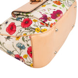 Gucci Leather and Canvas Flora Bamboo Handbag