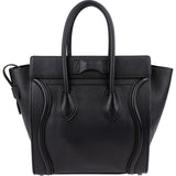 Céline Black Grained Leather Luggage Handbag