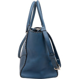 Prada Blue Stitched Calfskin Twin City Shopper Handbag