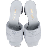 Prada Light Blue Quilted Nappa Leather Calzature Donna Mules Heel Sandals (35)