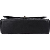 Chanel Quilted Caviar Leather Palladium Maxi Double Flap Crossbody Bag