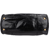 Prada Black Vitello Shine Leather Bauletto Handbag