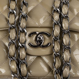 Chanel Quilted Patent Leather Jumbo Double Flap Crossbody Bag