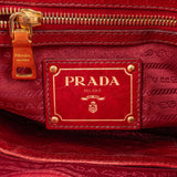 Prada Red Vitello Lux Leather Bauletto Handbag