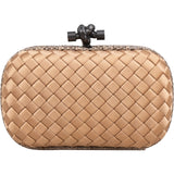 Bottega Veneta Intrecciato Satin Knot Snakeskin Clutch