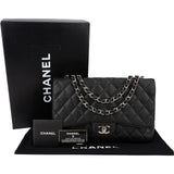 Chanel Quilted Caviar Leather Palladium Jumbo Single Flap Crossbody Bag