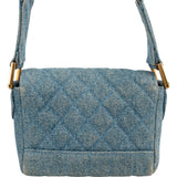 Chanel Iconic Quilted Denim 24K Gold Single Flap Runaway Shoulder Bag
