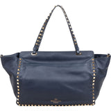 Valentino Garavani Navy Calfskin Large Rockstud Shopper Shoulder Bag