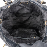 Prada Black Tessuto Gaufre Drawstring Tote Handbag