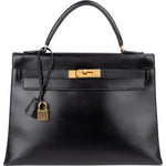 Hermès Box Calf Leather Kelly 32 Handbag - vintageandkickz