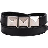 Hermès Black Leather Medor Studs Double Tour Bracelet