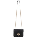 Gucci Black Leather Interlocking GG Crossbody Bag