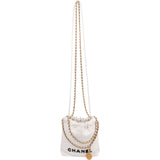 Chanel 22 Quilted Stitched Lambskin Small Drawstring Crossbody Handbag