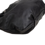 Prada Black Soft Calfskin Gathered Belt Hobo Handbag