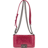 Chanel Quilted Velvet Small Boy Single Flap Crossbody Bag