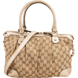 Gucci Monogram GG Canvas Metallic Leather Sukey Handbag