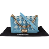 Chanel Distressed Denim Medium Boy Single Flap Crossbody Bag
