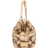Coach Monogram Signature Stripe Frame Carryall Handbag