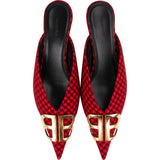 Balenciaga Iconic Checkered Cotton BB Knife Houndstooth Kitten Heels (36)