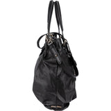 Miu Miu Noir Calfskin Coffer Pocket Tote Shoulder Bag