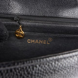 Chanel Horizontal Quilted Caviar Leather Jumbo 24K Gold Single Flap Crossbody Bag