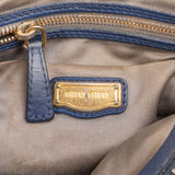 Miu Miu Blue Vitello Daino Leather Tote Handbag