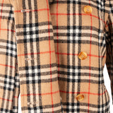Burberry Beige Wool Nova Check Monogram Womens Trench Coat (L)