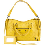 Balenciaga Yellow Perforated Leather City Handbag