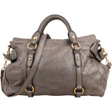 Miu Miu Grey Vitello Lux Leather Bow Satchel Handbag