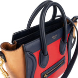 Céline Tricolor Grained and Calfskin Leather Luggage Handbag