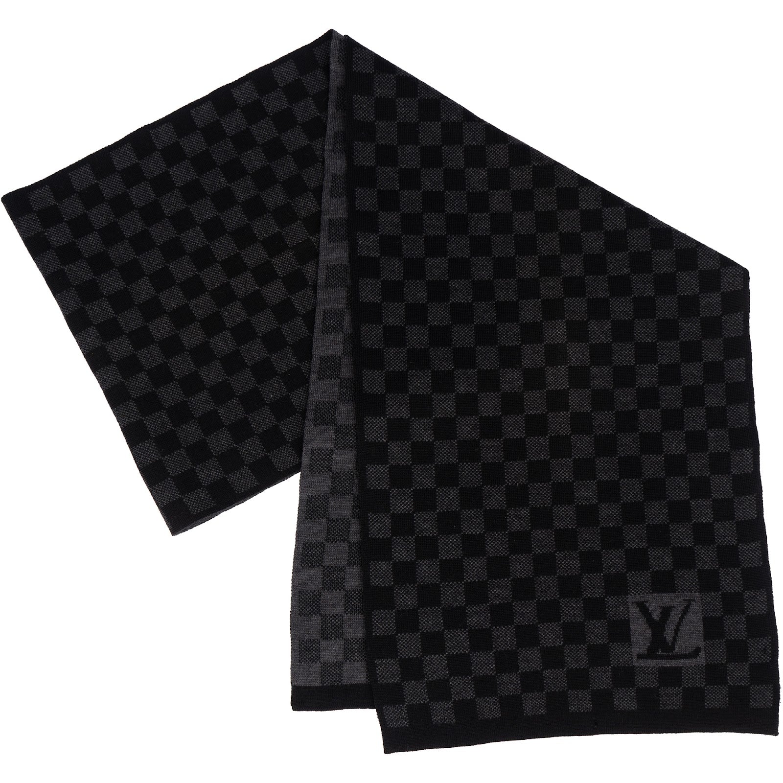 [🔄️B06 / F27] Louis Vuitton Wool Monogram Petit Damier Schal Scarf - vintageandkickz