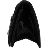 Chanel Glitter Quilted Suede Embelished CC East West Single Flap Clutch