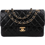 Chanel Quilted Lambskin 24K Gold Small Double Flap Shoulder Bag
