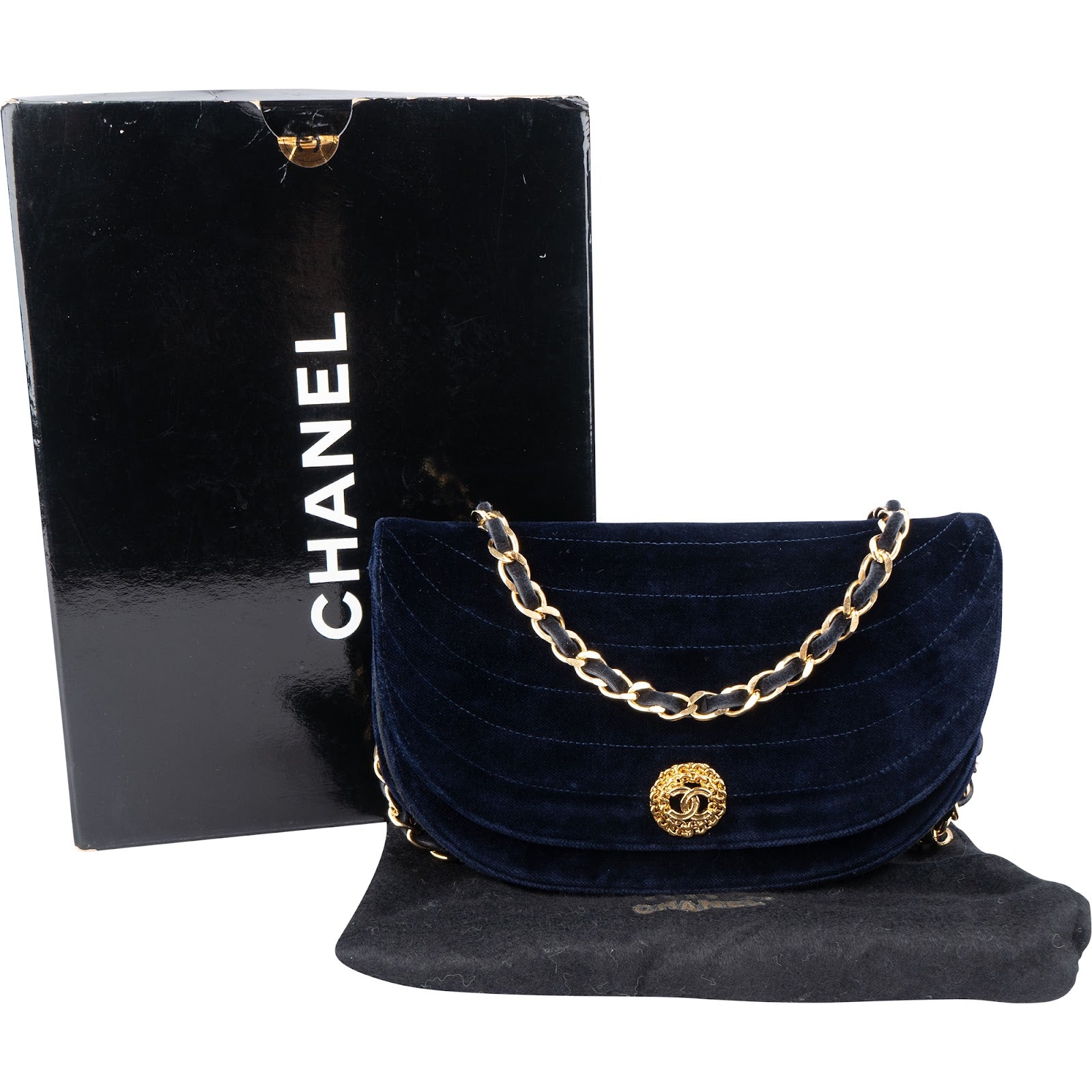 Chanel Chevron Velvet Half Moon Single Flap Crossbody Bag xxverschluss erneuern - vintageandkickz