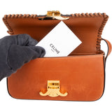 Celine Brown Calfskin Triomphe Claude Blanket Stitch Shoulder Bag