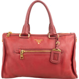 Prada Red Vitello Daino Leather Satchel City Handbag