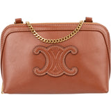 Celine Calfskin Chain Shoulder Triomphe Crossbody Bag