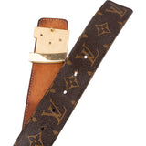 Louis Vuitton Brown Leather Monogram Canvas LV Initiales Belt (85 / 34) M9608