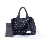 Prada Woven Raffia Polka-Dot Tote Shoulder Handbag