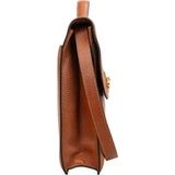 Celine Grained Leather Double Ring Clasp Briefcase Crossbody Handbag