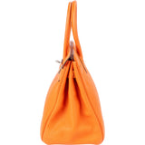 Hermès Orange H Taurillon Clemence Leather Palladium Birkin 30 Handbag