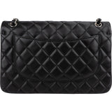 Chanel Quilted Lambskin Palladium Jumbo Double Flap Crossbody Bag