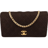 Chanel Quilted Cotton 24K Gold Single Flap Shoulder Bag