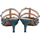 Valentino Garavani Metallic Leather Rockstud Kitten Heels (37)