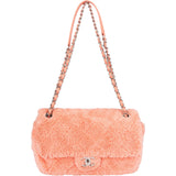 Chanel Pink Terry Cloth Coco Single Flap Shoulder Bag