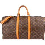 Louis Vuitton Monogram Canvas Keepall 50 Bandoulière Travel Bag