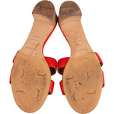 Hermès Red Leather Oasis Block Sandals (38,5)
