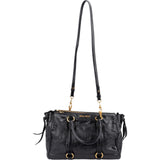 Miu Miu Black Vitello Lux Leather Bow Handbag