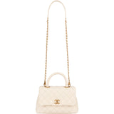 Chanel Quilted Caviar Leather Top Handle Single Flap Crossbody Handbag