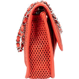 Chanel Perforated Leather Palladium Single Flap Shoulder Bag